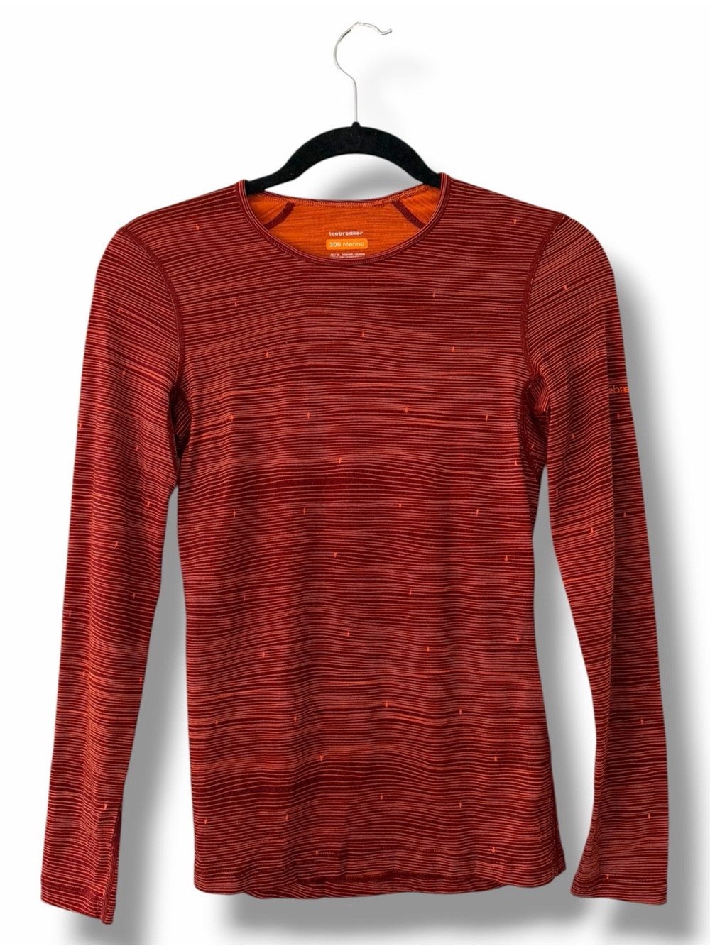 Icebreaker Orange Speckled 200 Merino Wool Base Layer Hiking Ski Snow Size XS